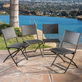Outdoor Brown Wicker Folding Chair (Set of 4) - NH324692 outdoor lounge chair, patio sofa