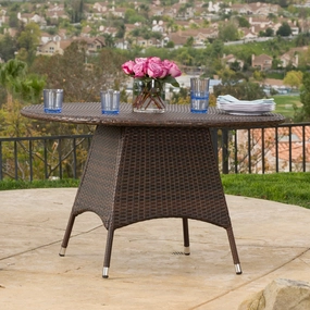 Outdoor Brown Wicker Round Dining Table - NH867692 outdoor lounge chair, patio sofa