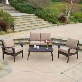 Outdoor Brown Wicker Sofa Set - NH887532 outdoor furniture, garden bench