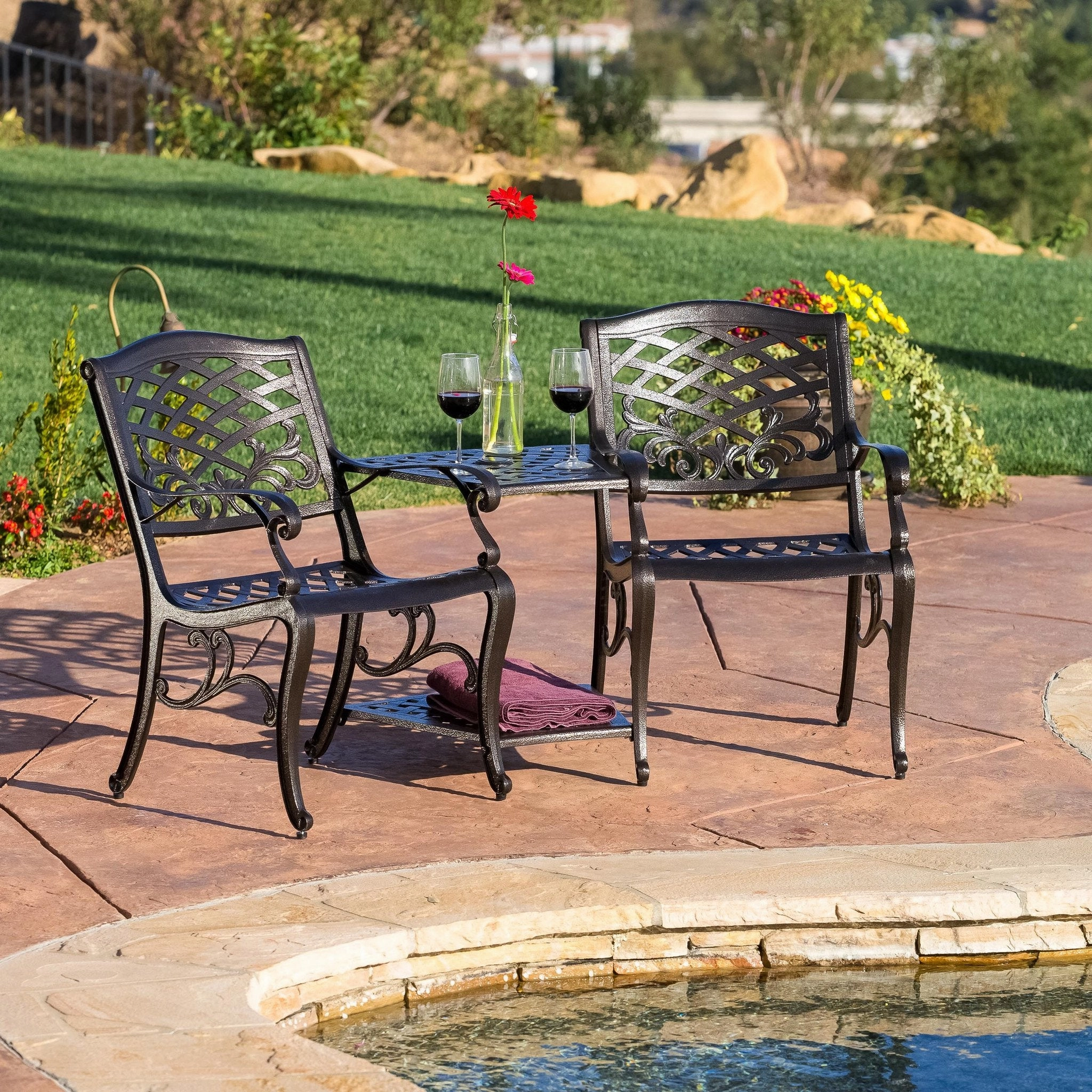 Outdoor Cast Aluminum 2-Seater Set - NH680932 outdoor furniture, garden bench