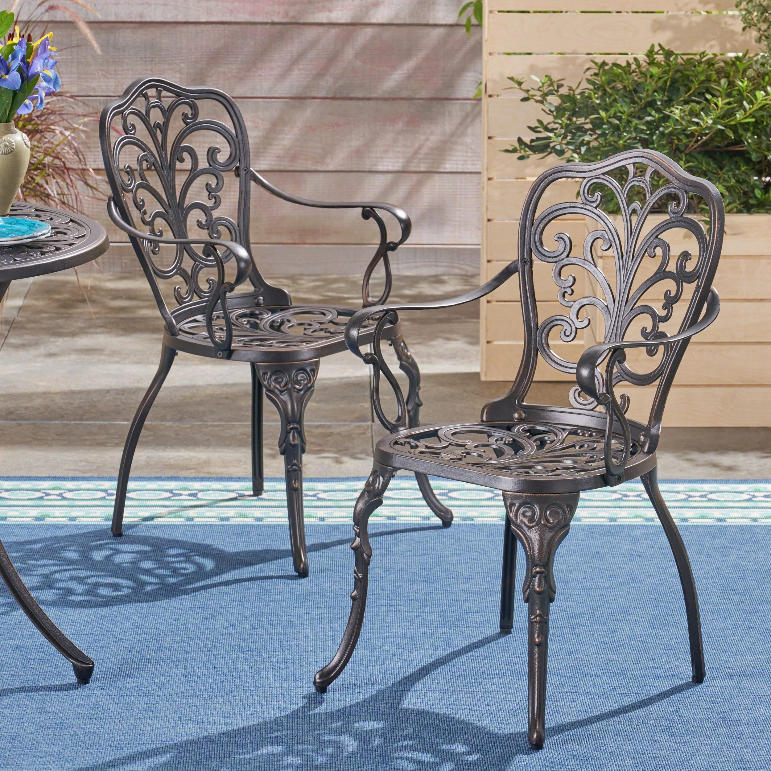Outdoor Cast Aluminum Dining Chair (Set of 2), Shiny Copper - NH423503 outdoor lounge chair, patio sofa
