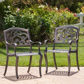 Outdoor Cast Aluminum Dining Chairs (Set of 2), Patina Copper - NH366003 outdoor lounge chair, patio sofa