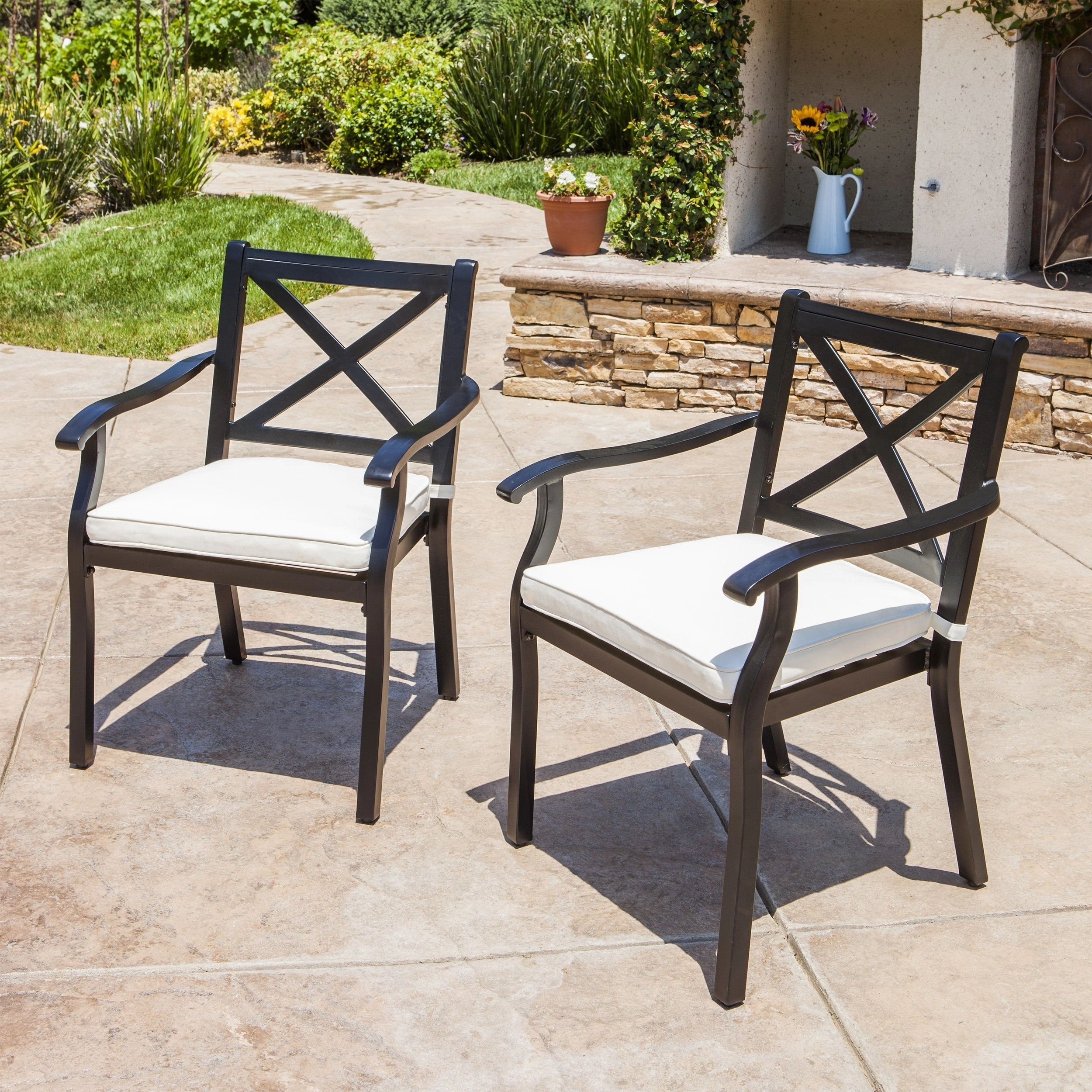Outdoor Cast Aluminum Dining Chairs w/ Water Resistant Cushions (Set of 2) - NH170103 outdoor lounge chair, patio sofa