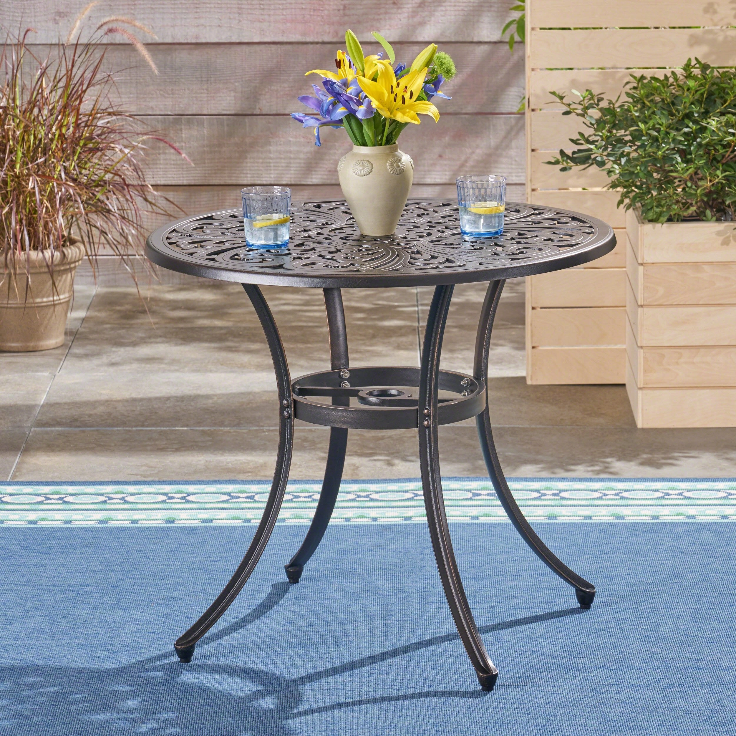 Outdoor Cast Aluminum Dining Table, Shiny Copper - NH323503 outdoor lounge chair, patio sofa