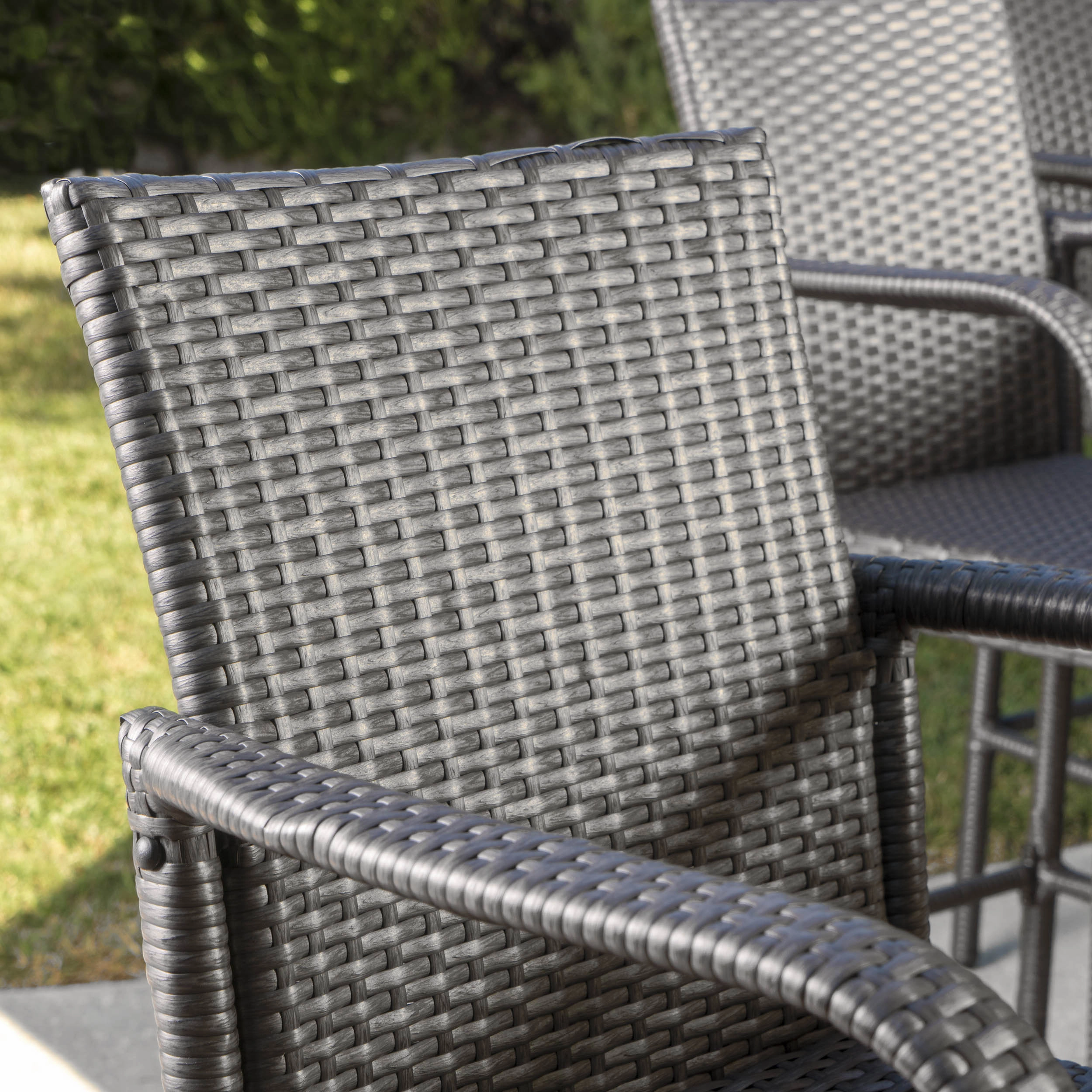 Outdoor Coastal Wicker Backed Barstools with Arms (Set of 2) - NH402103