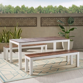 Outdoor Contemporary 3 Piece Acacia Wood Picnic Dining Set with Benches - NH985992 outdoor lounge chair, patio sofa