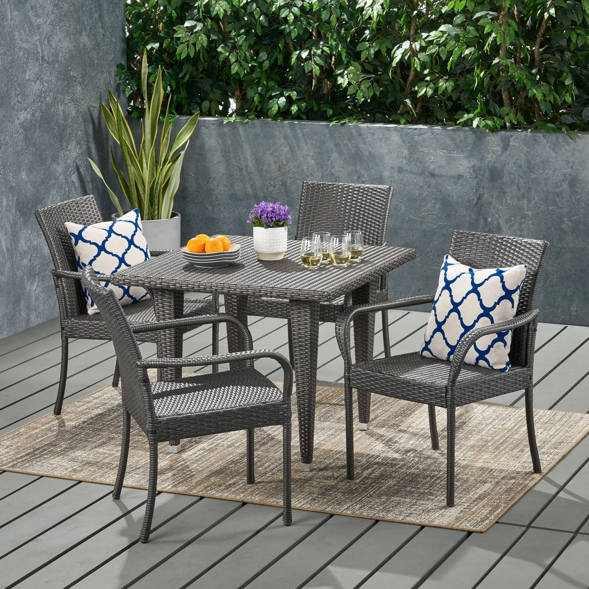 Outdoor Contemporary 4 Seater Wicker Dining Set - NH270113 outdoor lounge chair, patio sofa