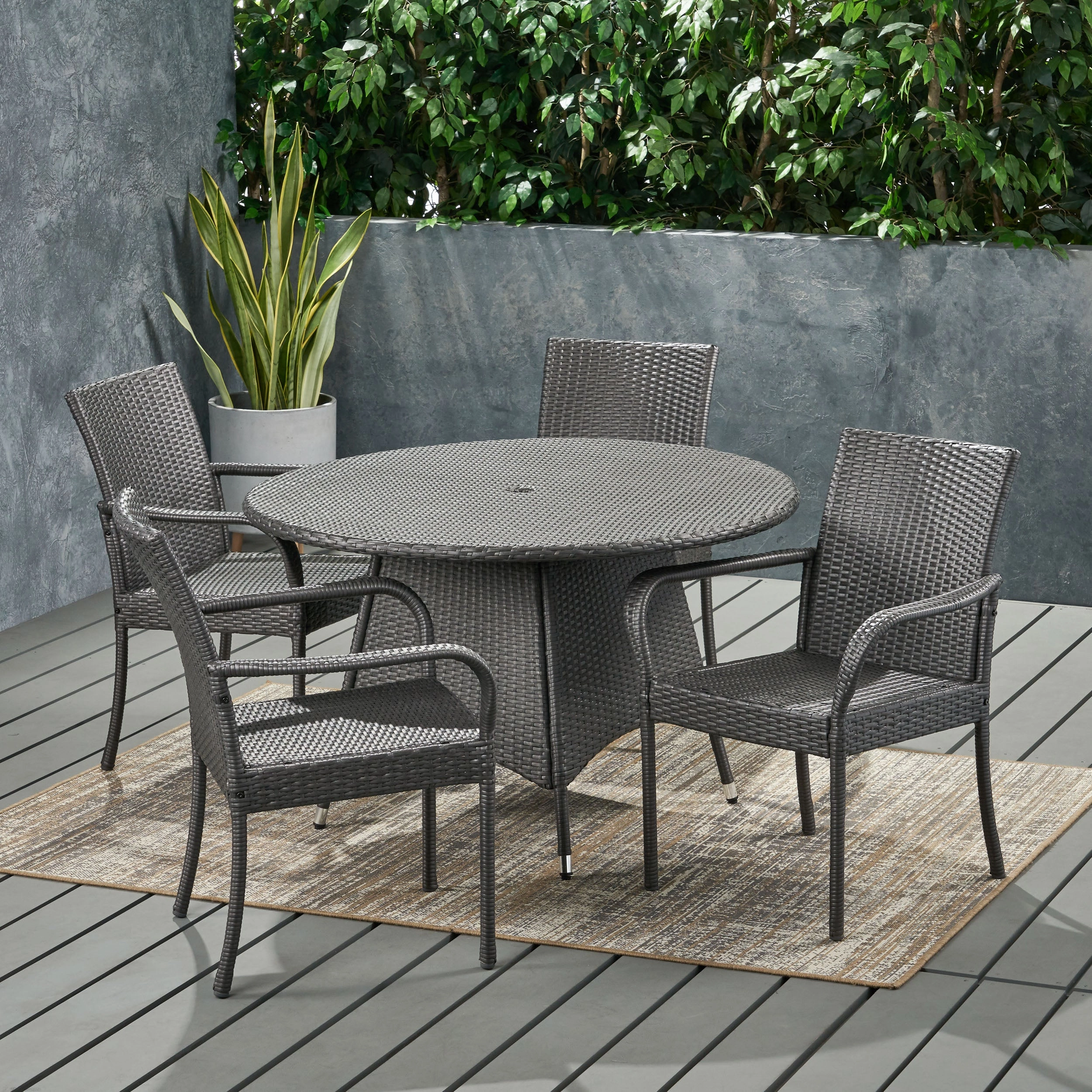 Outdoor Contemporary 4 Seater Wicker Dining Set - NH670113 outdoor lounge chair, patio sofa