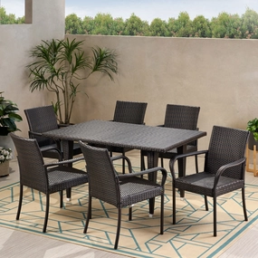 Outdoor Contemporary 6 Seater Wicker Dining Set - NH570113 outdoor lounge chair, patio sofa