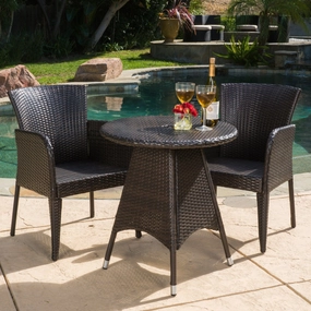 Outdoor Contemporary Multi-Brown Round 3pc Bistro Set - NH012692 outdoor lounge chair, patio sofa