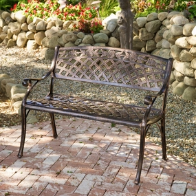 Outdoor Copper Cast Aluminum Bench - NH962932 outdoor furniture, garden bench