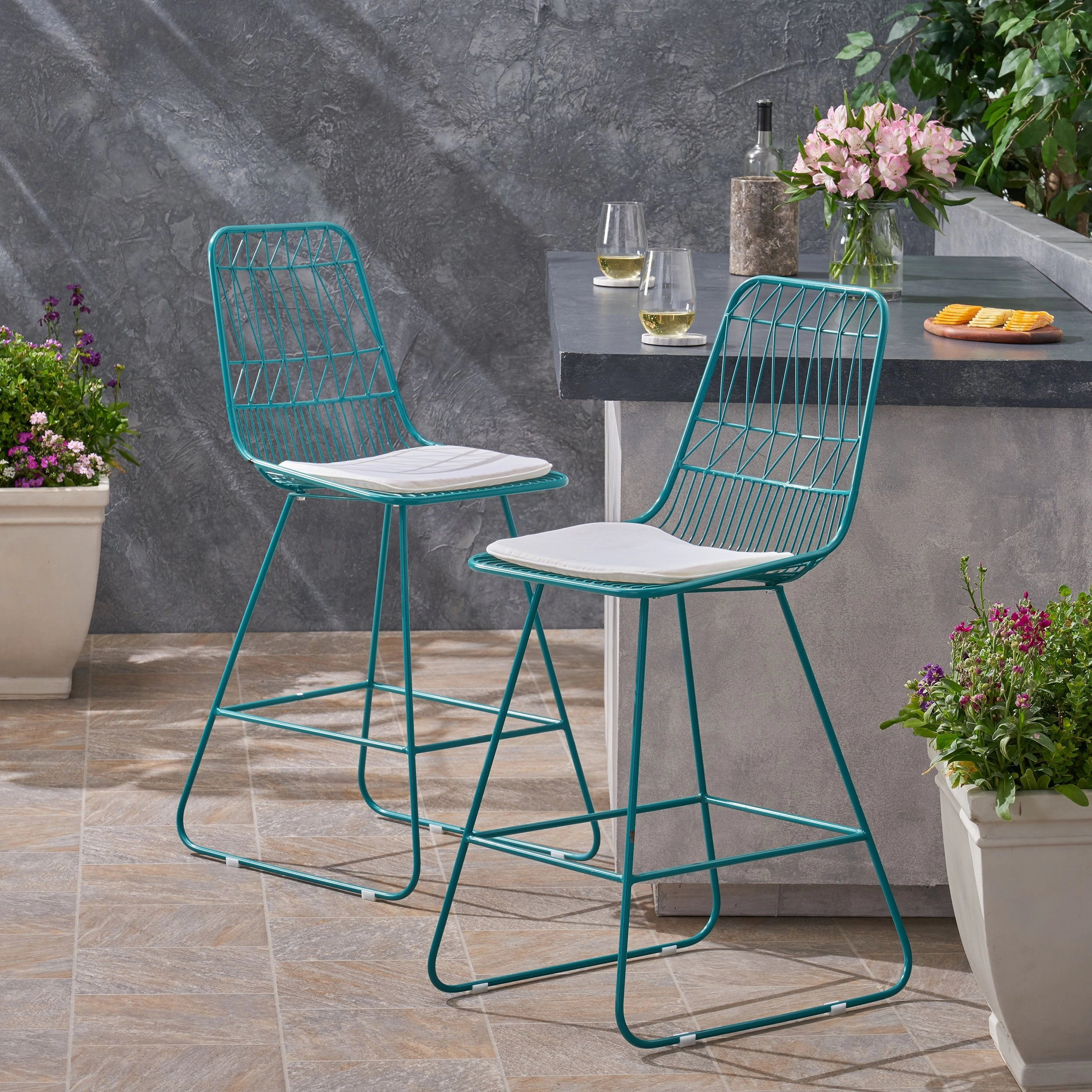 Outdoor Counter Stool (set of 2) - NH795703 outdoor furniture, garden bench