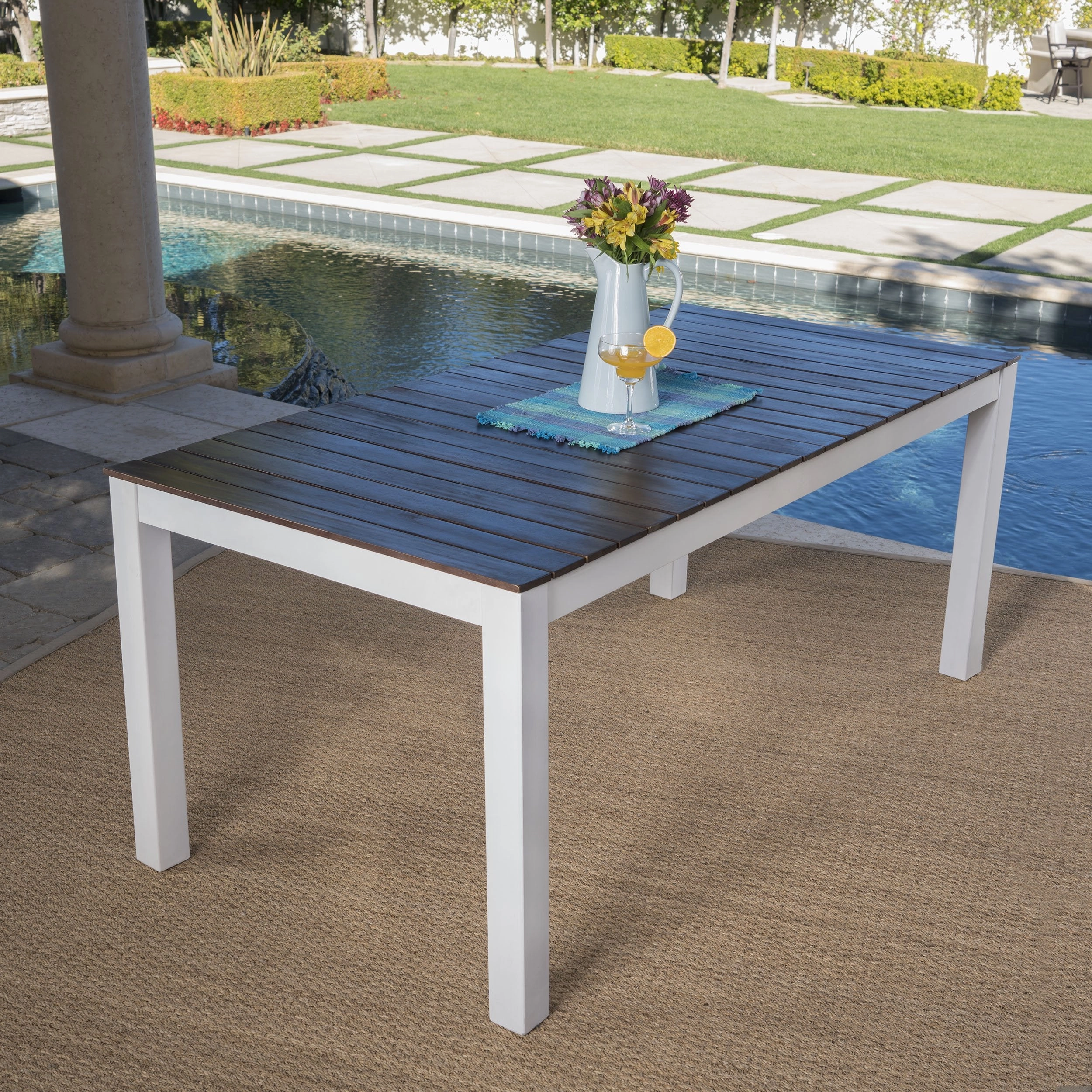 Outdoor Dark Brown Finished Acacia Wood Dining Table - NH642203 outdoor lounge chair, patio sofa