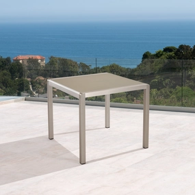 Outdoor Dining Table - Anodized Aluminum - Tempered Glass Table Top - Square - Silver and Gray - 35-inch - NH410703 outdoor lounge chair, patio sofa