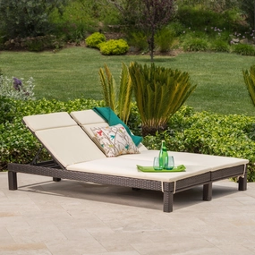 Outdoor Dual Wicker Chaise Lounge w/ Water Resistant Cushions - NH665003 patio umbrella, gazebo
