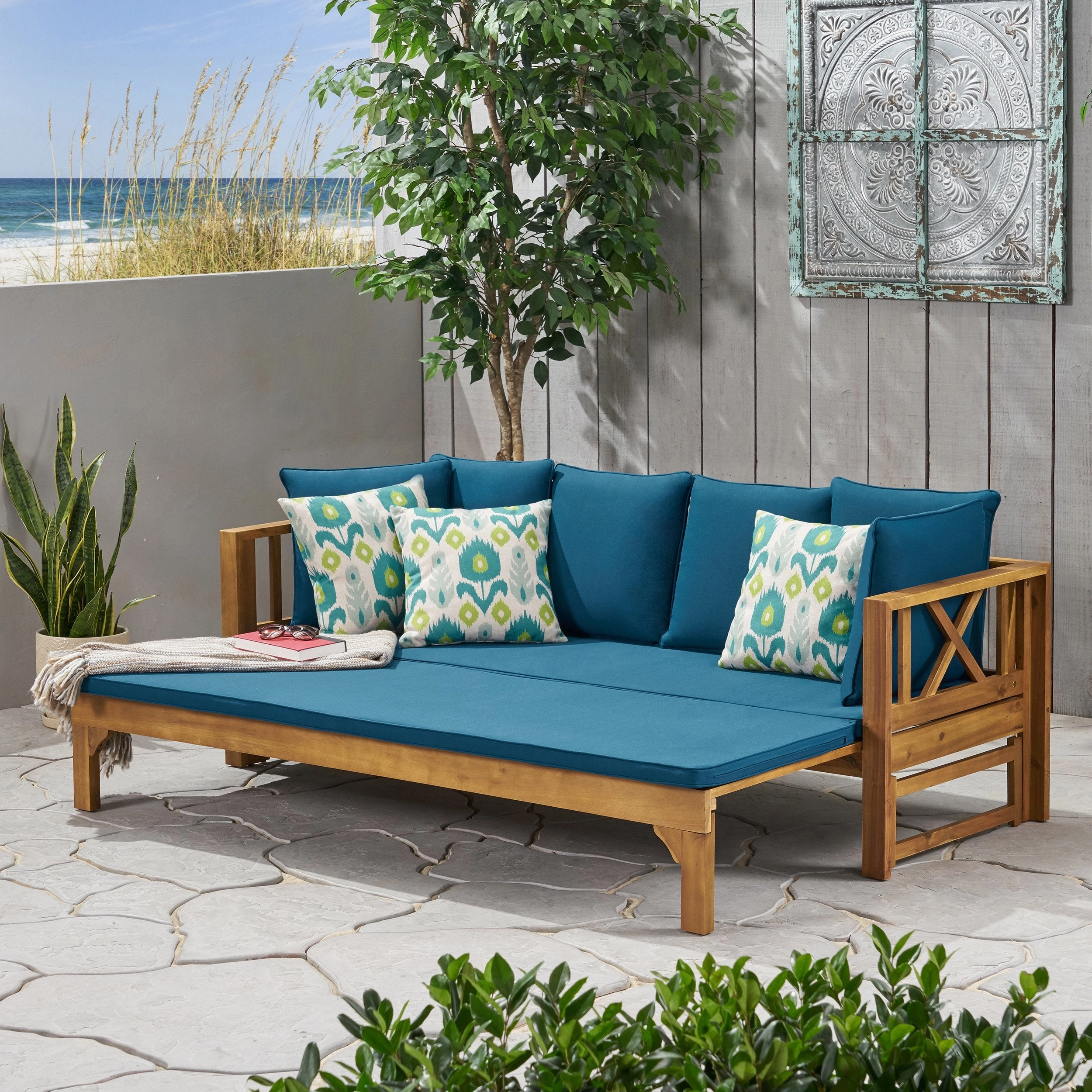 Outdoor Extendable Acacia Wood Daybed Sofa - NH518903 patio umbrella, gazebo