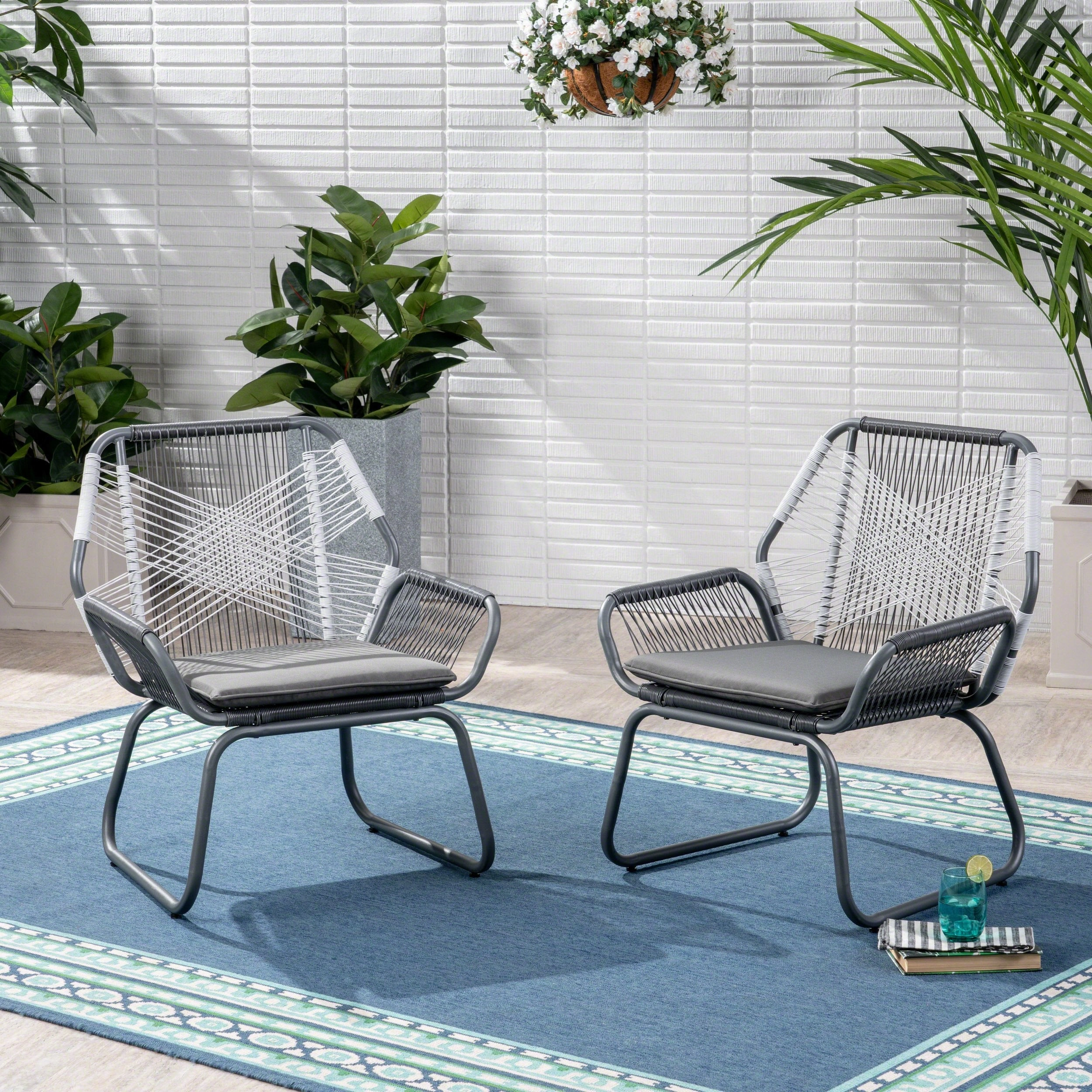 Outdoor Faux Rattan Club Chair (Set of 2) - NH680503 outdoor furniture, garden bench