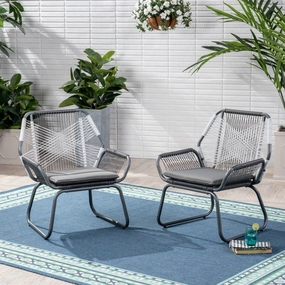 Outdoor Faux Rattan Club Chair (Set of 2) - NH680503 outdoor furniture, garden bench