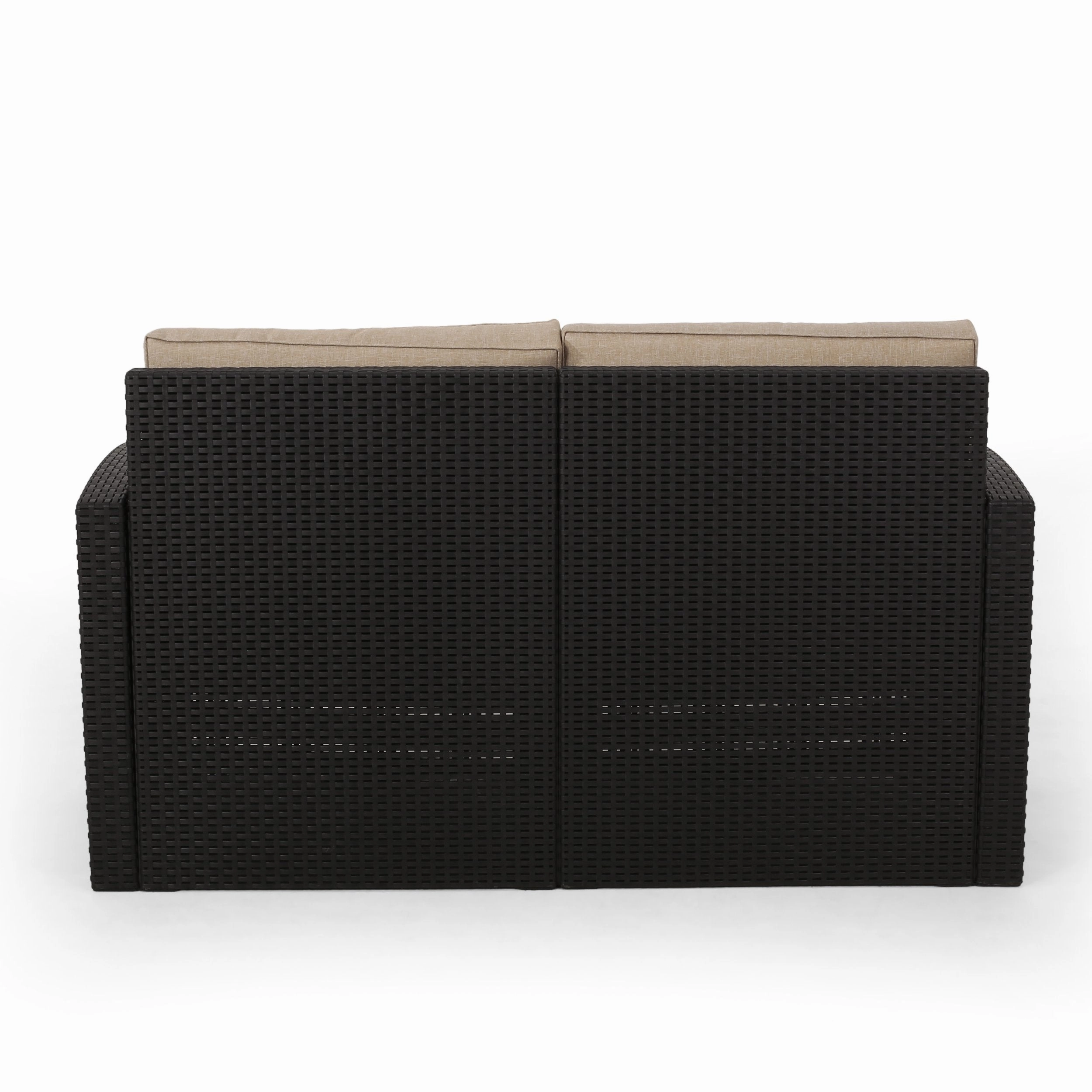 Outdoor Faux Wicker 4 Seater Chat Set with Cushions - NH953313