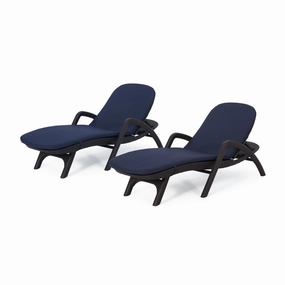 Outdoor Faux Wicker Chaise Lounges with Cushion (Set of 2) - NH222313 outdoor furniture, garden bench