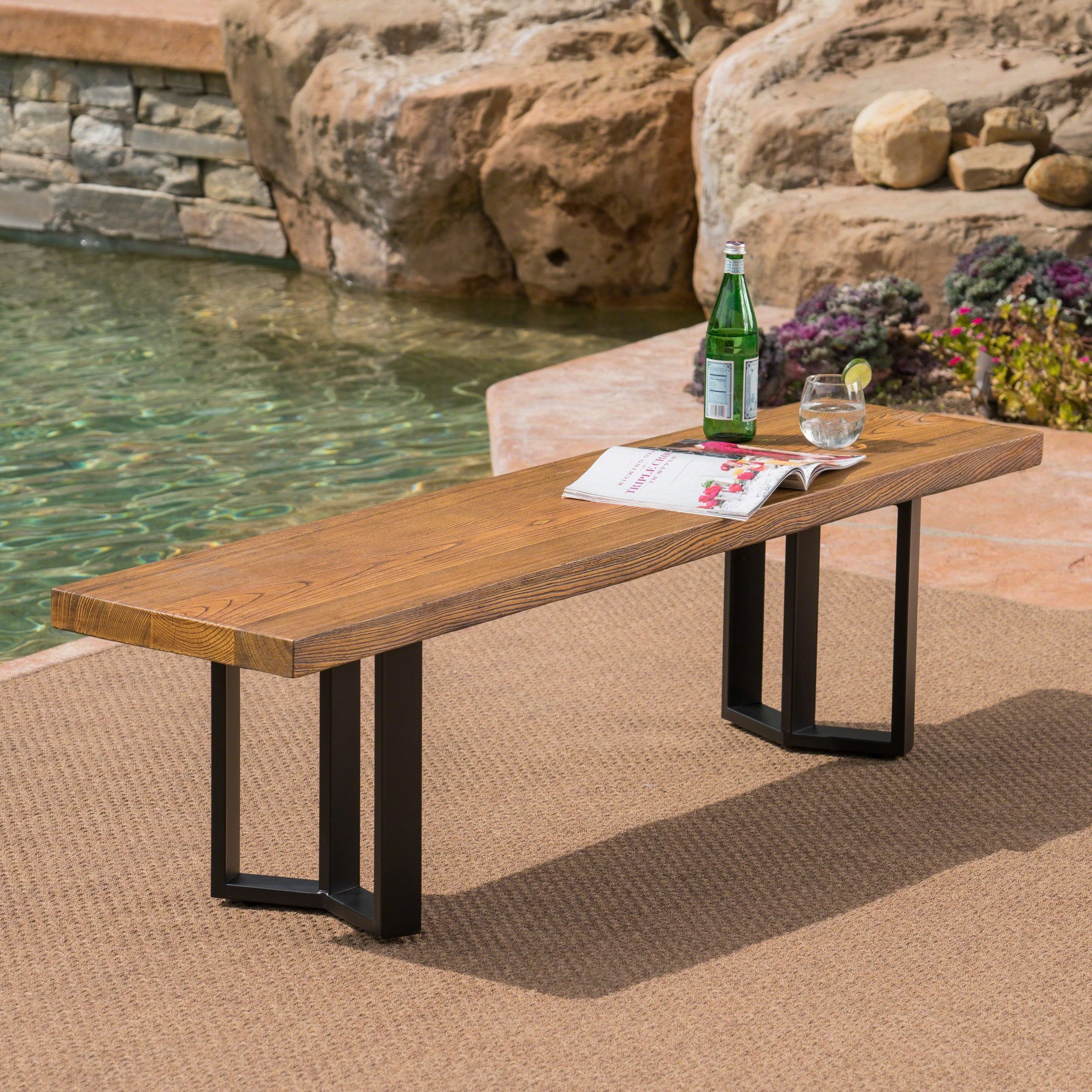Outdoor Finish Light Weight Concrete Dining Bench - NH301403 outdoor furniture, garden bench