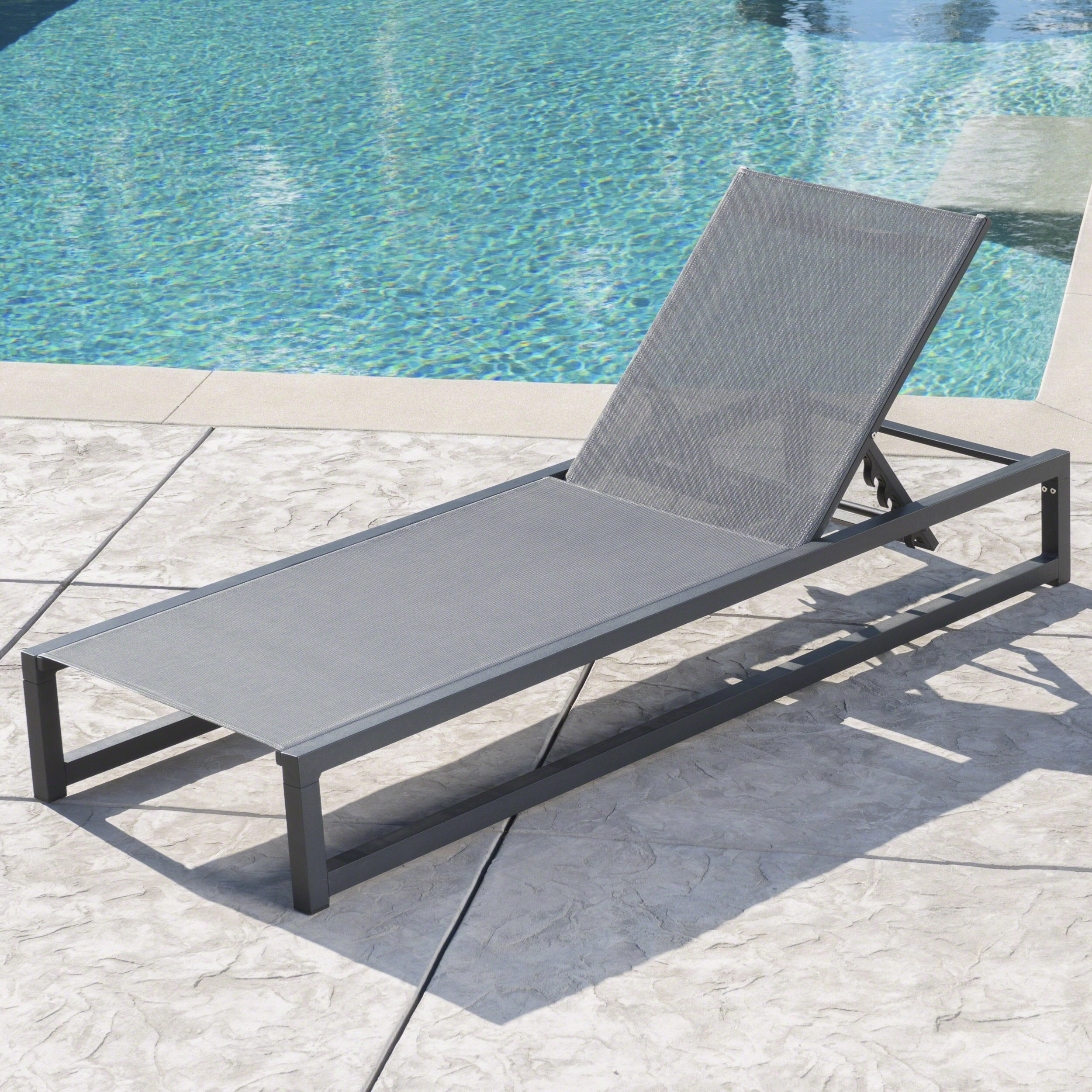 Outdoor Finished Aluminum Framed Chaise Lounge with Mesh Body - NH128203 outdoor furniture, garden bench