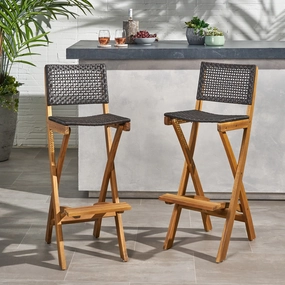 Outdoor Folding Acacia Wood Barstools (Set of 2) - NH328013 outdoor lounge chair, patio sofa