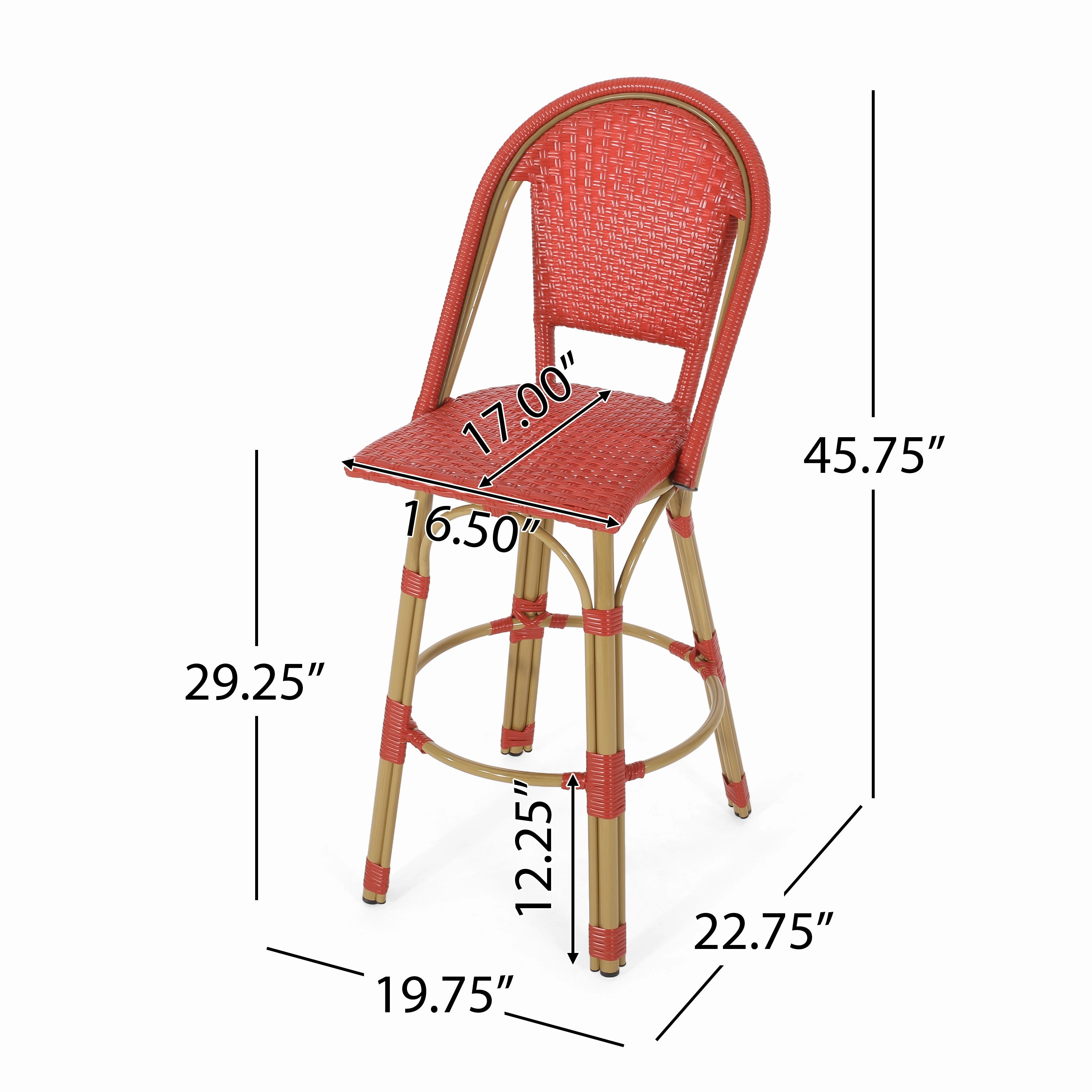 Outdoor French Wicker and Aluminum 29.5 Inch Barstools