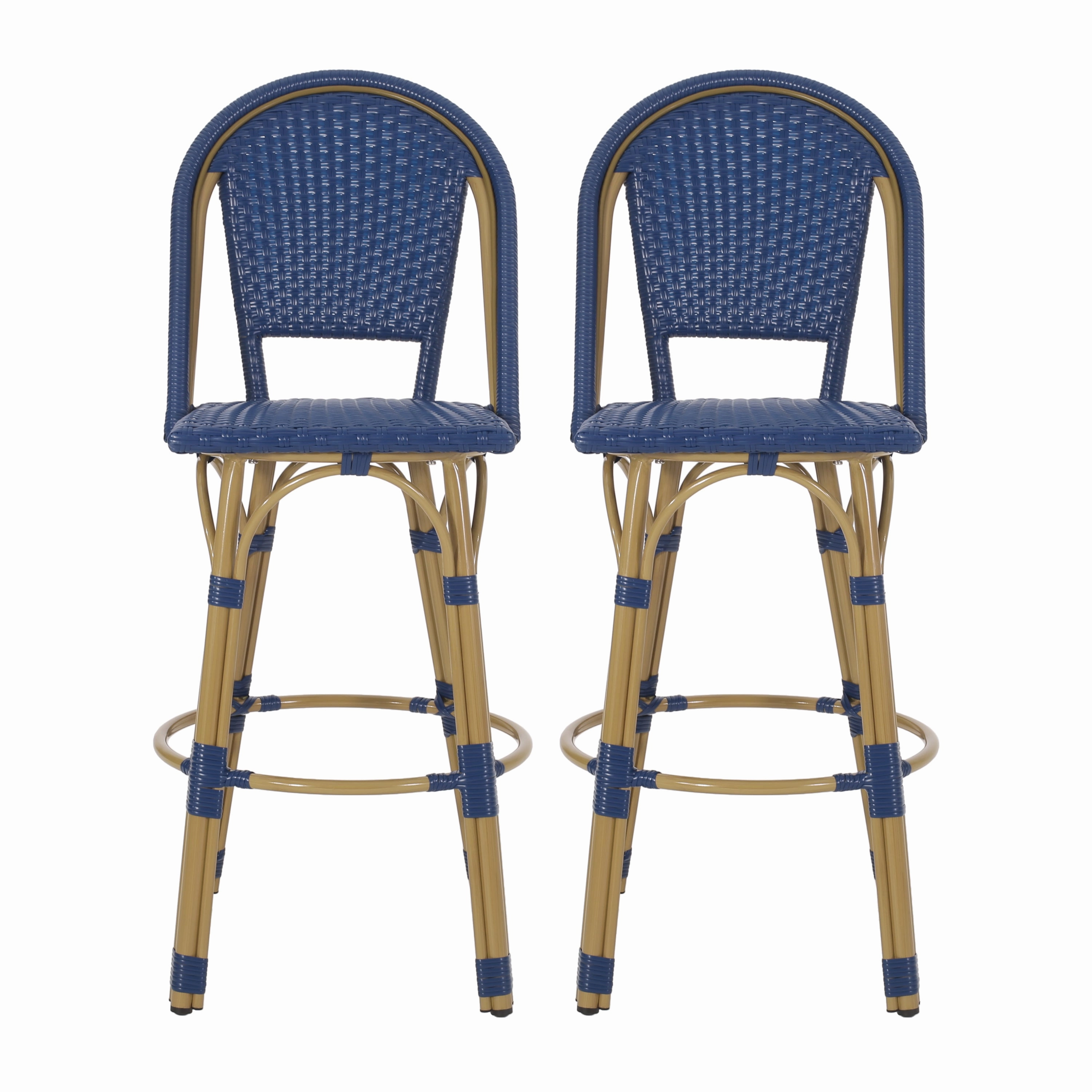 Outdoor French Wicker and Aluminum 29.5 Inch Barstools