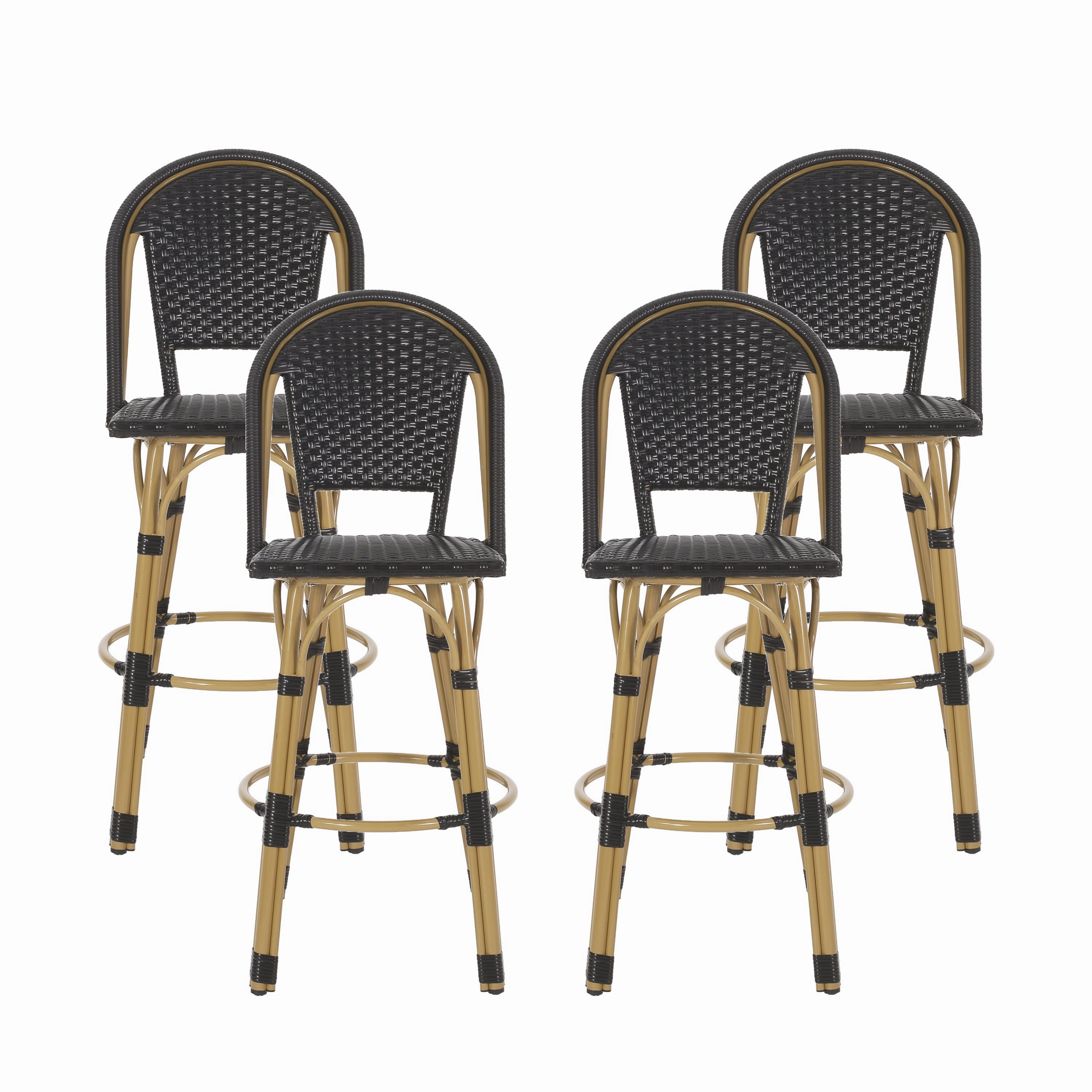 Outdoor French Wicker and Aluminum 29.5 Inch Barstools