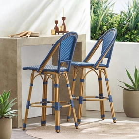 Outdoor French Wicker and Aluminum 29.5 Inch Barstools kitchen accessories, table linens