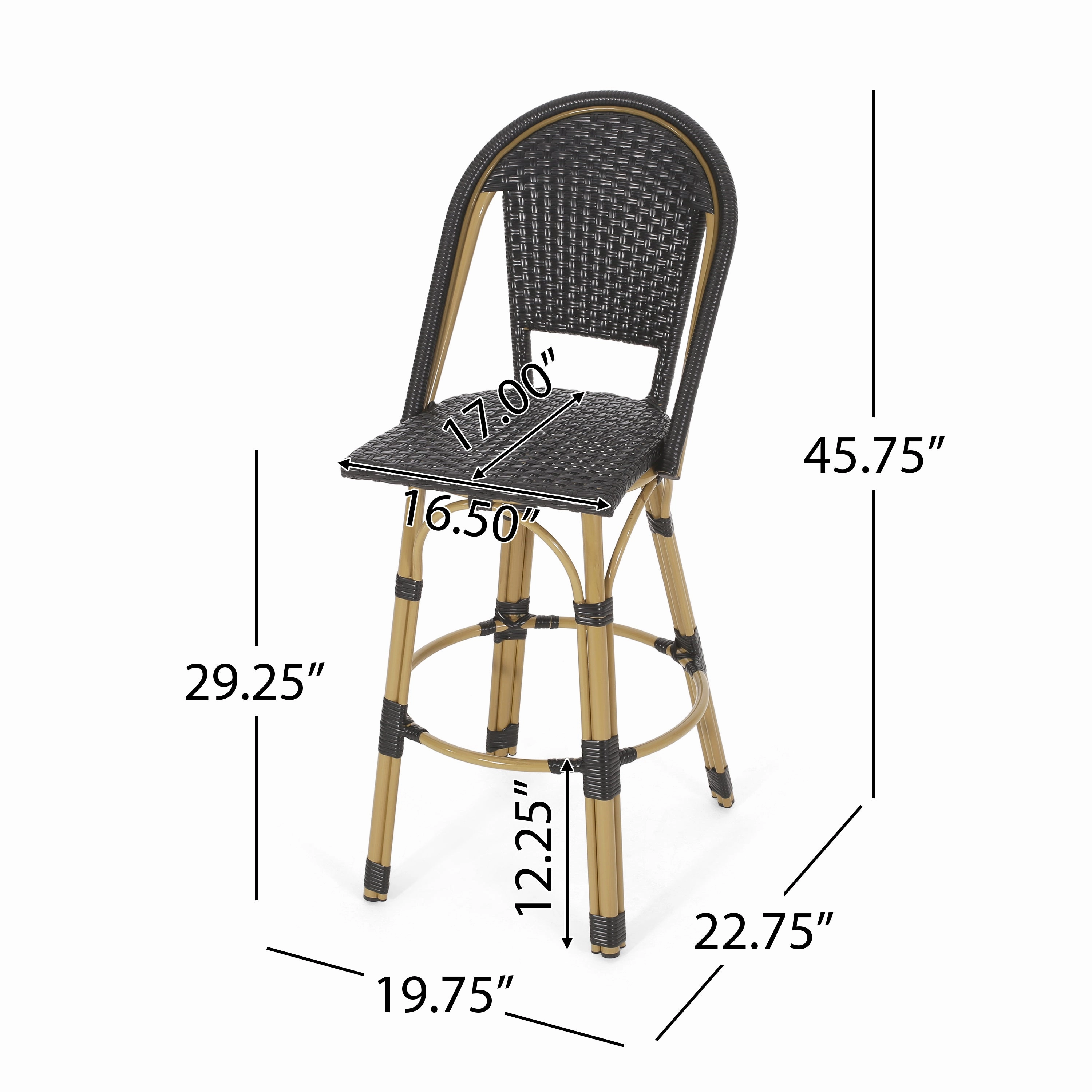 Outdoor French Wicker and Aluminum 29.5 Inch Barstools