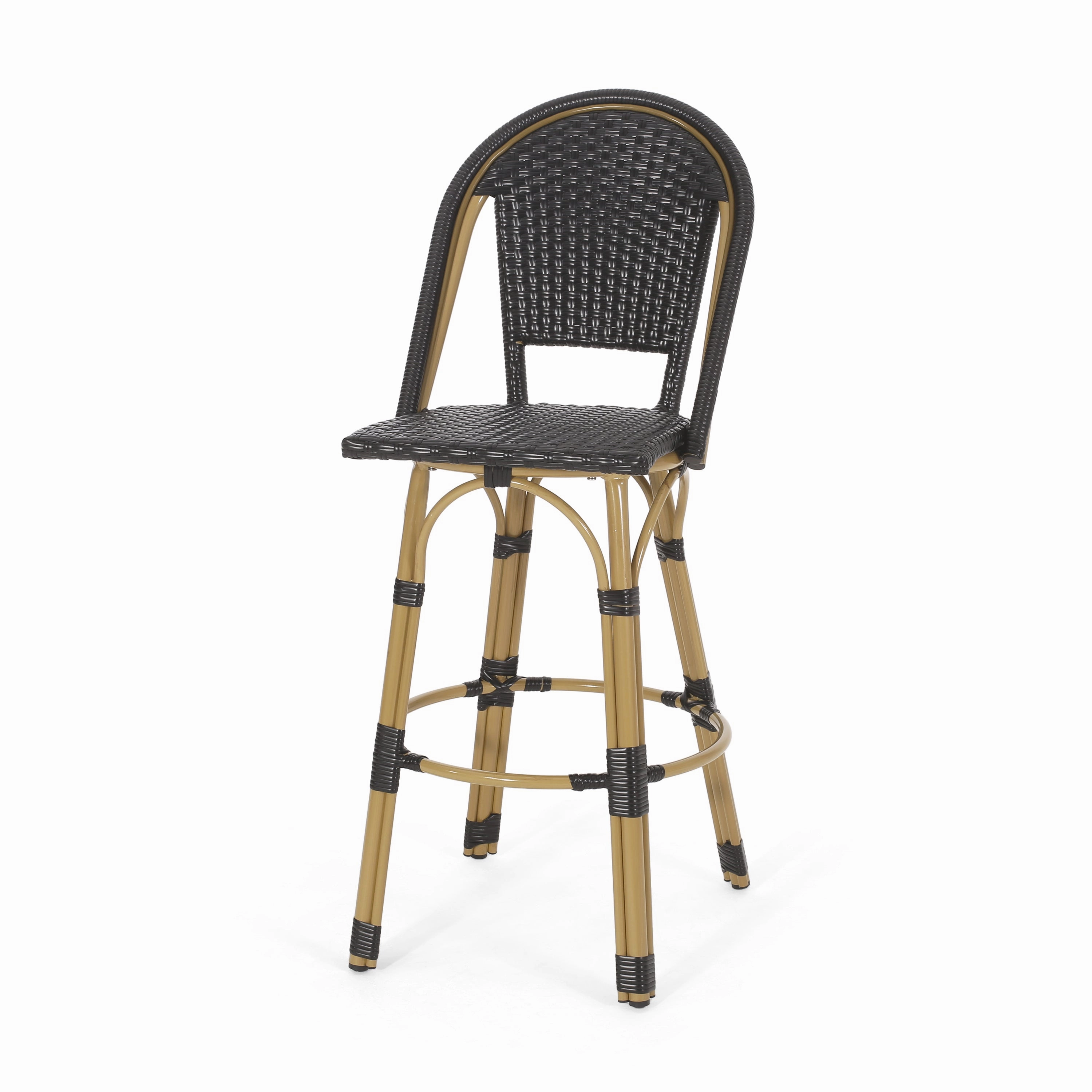 Outdoor French Wicker and Aluminum 29.5 Inch Barstools