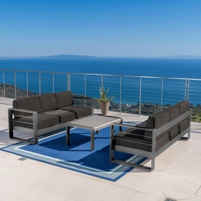 Outdoor Gray Aluminum 3 Piece Sofa Set with Dark Gray Water Resistant - NH487103 outdoor furniture, garden bench