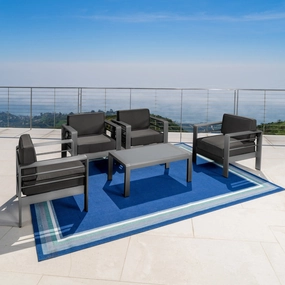 Outdoor Gray Aluminum 5 Piece Club Chair Chat Set - NH797103 outdoor furniture, garden bench
