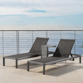 Outdoor Gray Aluminum Chaise Lounge and C-Shaped Side Table - NH708103 outdoor furniture, garden bench