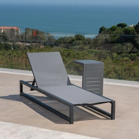 Outdoor Gray Mesh and Aluminum Frame Chaise Lounge with Matching Table - NH110403 outdoor furniture, garden bench