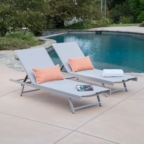 Outdoor Gray Mesh Chaise Lounge with Aluminum Frame - NH615103 patio umbrella, gazebo