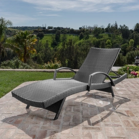 Outdoor Gray Wicker Arm Chaise Lounges - NH381103 patio umbrella, gazebo
