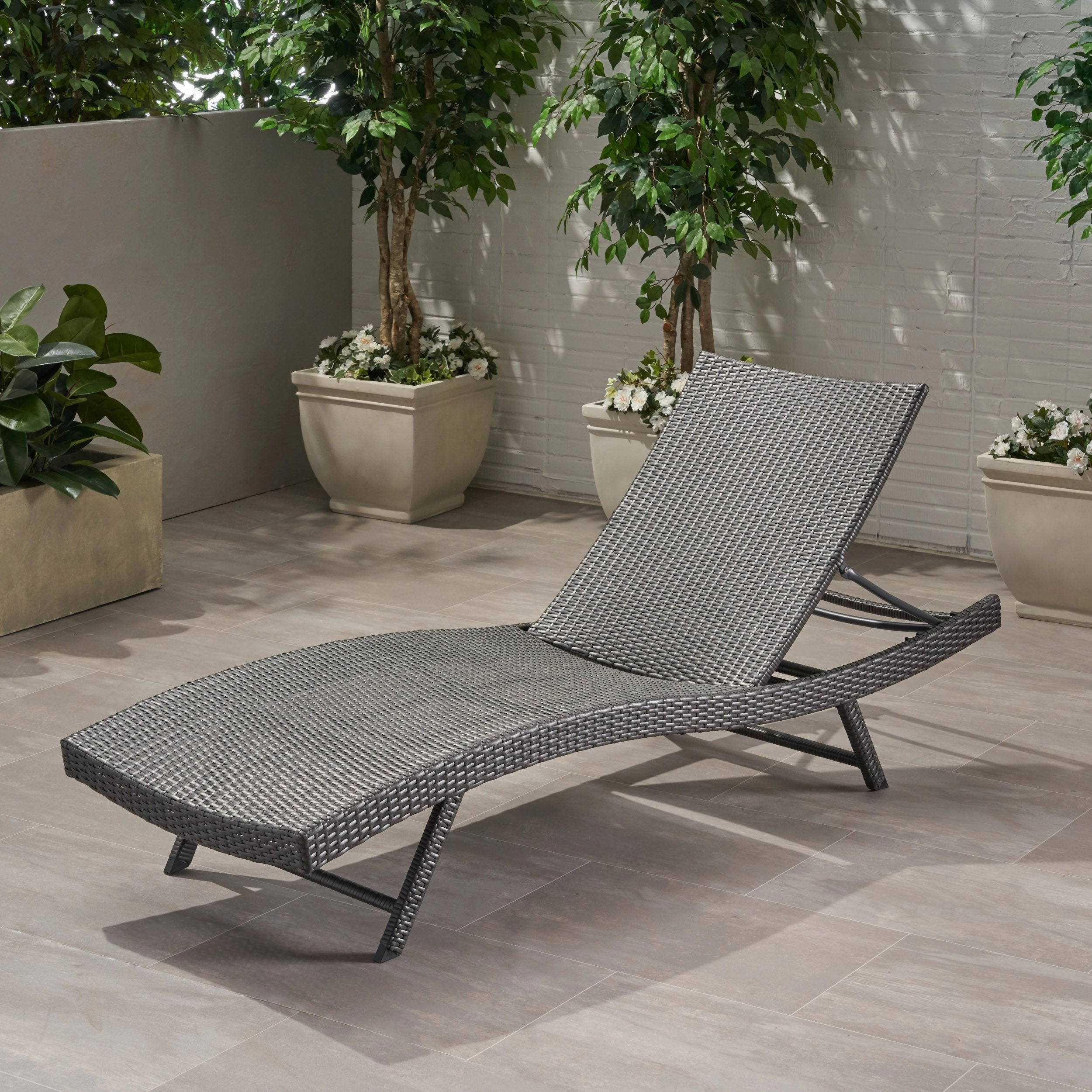 Outdoor Gray Wicker Chaise Lounge - NH506403 patio umbrella, gazebo