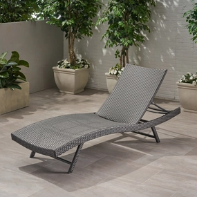 Outdoor Gray Wicker Chaise Lounge - NH506403 patio umbrella, gazebo