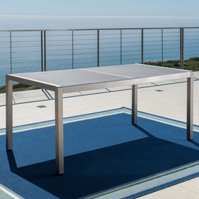 Outdoor Grey Aluminum Dining Table with Tempered Glass Top - NH263003 outdoor lounge chair, patio sofa