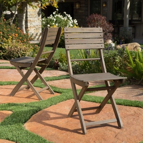 Outdoor Grey Finish Acacia Wood Foldable Dining Chairs (Set of 2) - NH418992 outdoor lounge chair, patio sofa