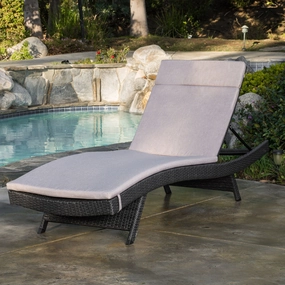 Outdoor Grey Wicker Adjustable Chaise Lounge w/ Cushion - NH608692 patio umbrella, gazebo
