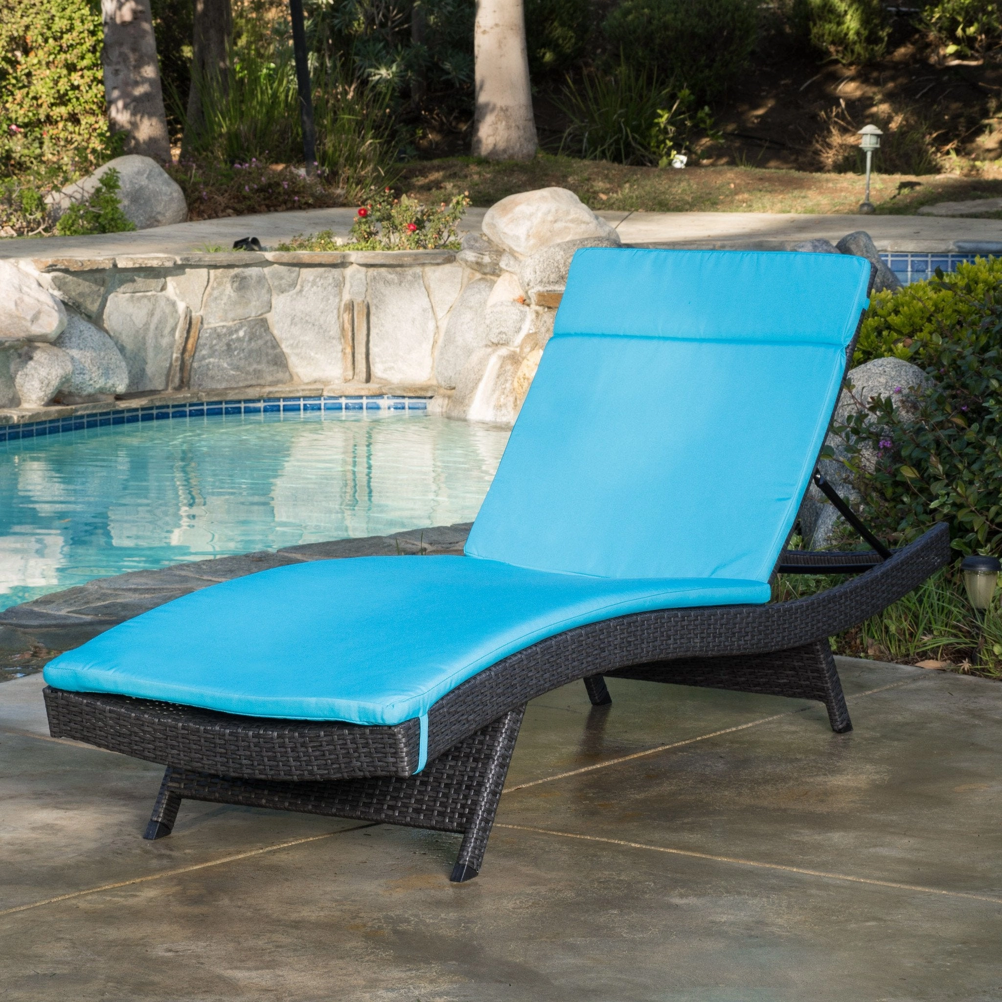 Outdoor Grey Wicker Adjustable Chaise Lounge with Cushion - NH408692 patio umbrella, gazebo