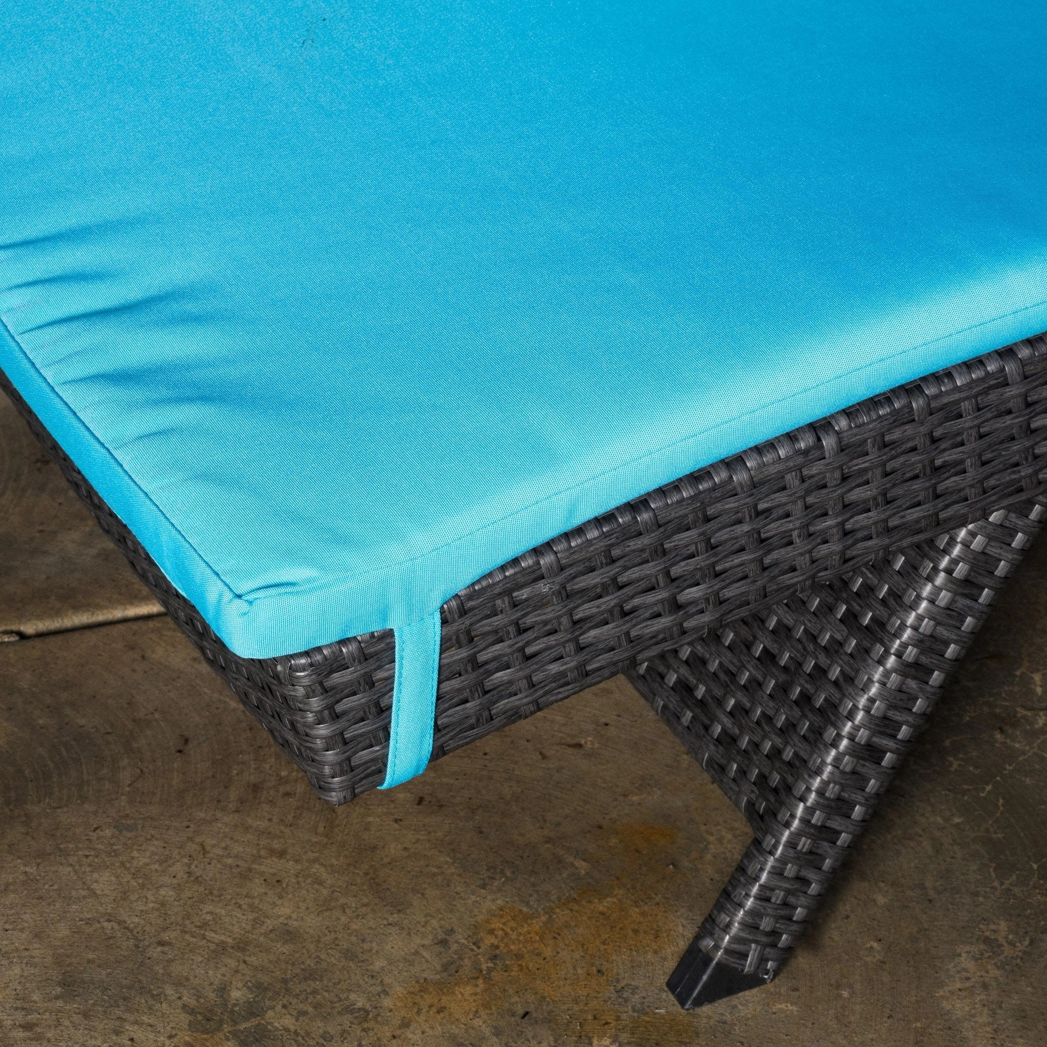 Outdoor Grey Wicker Adjustable Chaise Lounge with Cushion - NH408692