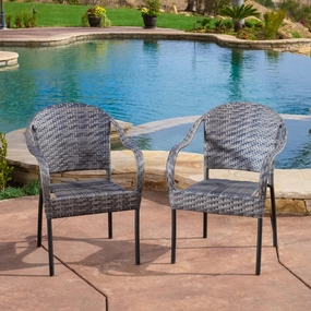 Outdoor Grey Wicker Chair (Set of 2) - NH904432 outdoor lounge chair, patio sofa
