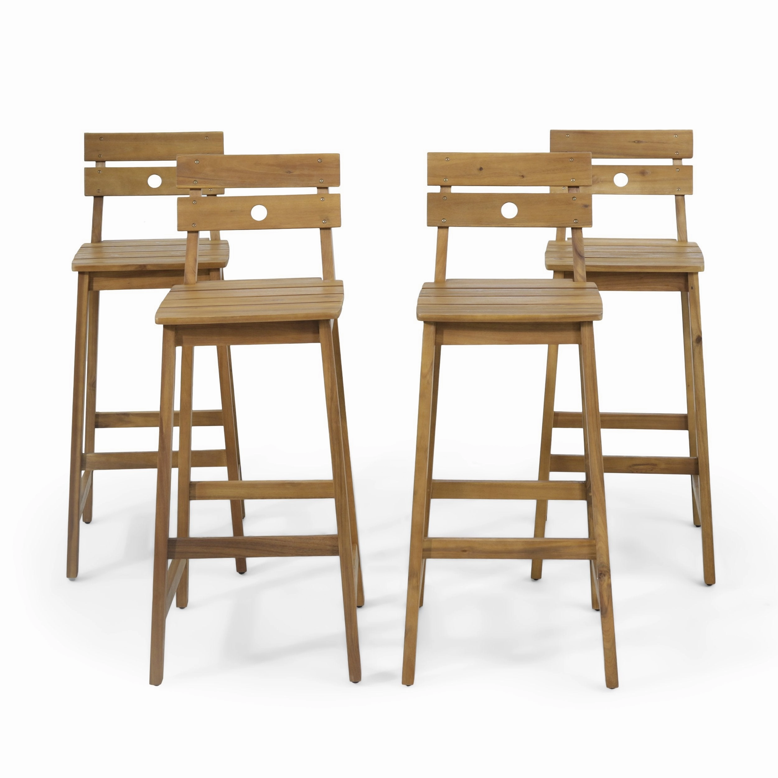 Outdoor/Indoor Acacia Wood Backed Barstools, Set of 4, Teak - NH083513 kitchen accessories, table linens