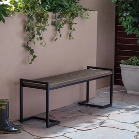 Outdoor Industrial Acacia Wood and Iron Bench - NH724603 outdoor furniture, garden bench