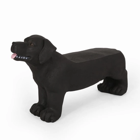 Outdoor Labrador Dog Garden Bench, Matte Black - NH495513 outdoor furniture, garden bench